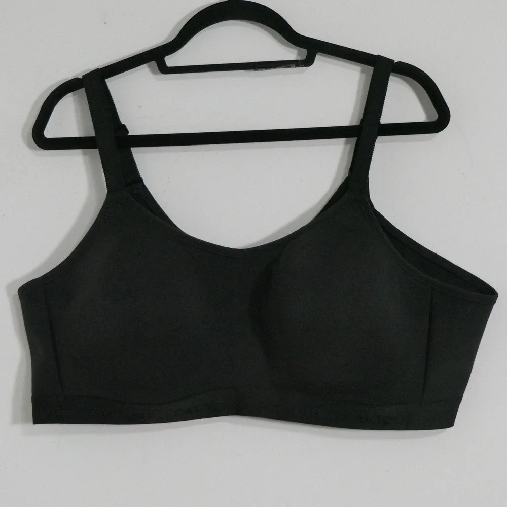 Cacique Womens Bra 48B Black Cotton LL NW Scoop Wireless Minimalist 1127825